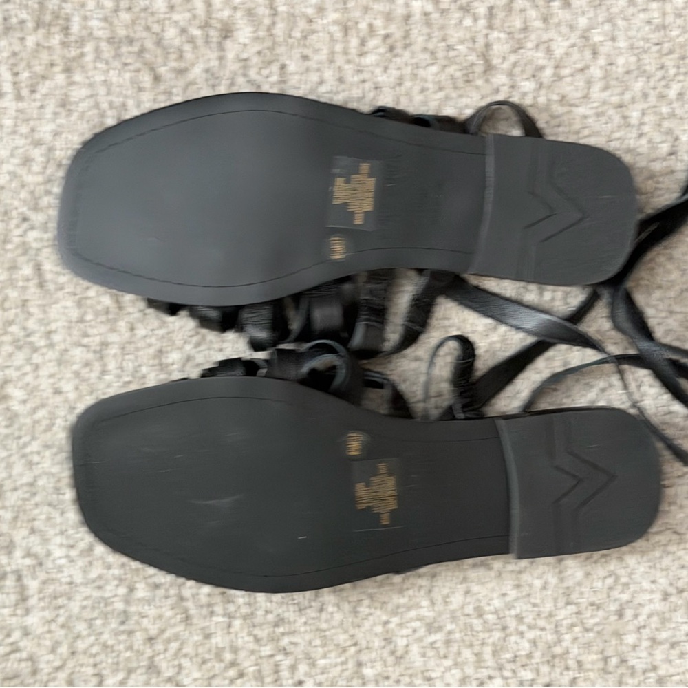 Vince Camuto Black Strappy Lace-Up Sandals with Silver Accents - Picture 3 of 6